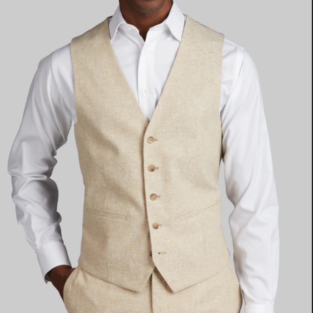 Vintage Dosier  Linen Blend Suit Separates Vest cream beige neutral medium